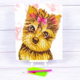 Алмазна мозаїка Собачка з Бантиком 21*25 см
