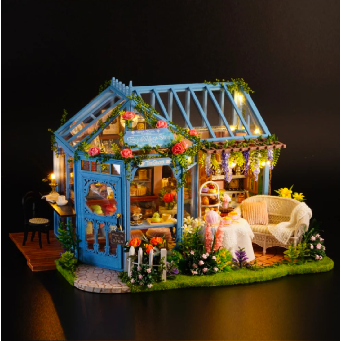 3D Румбокс Чайний будиночок "Рожевий сад"‎ DIY DollHouse + пилозахисний купол - Купити