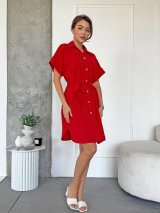 Червона сукня-сорочка з жатки INNOE 270586-1 Червоний
