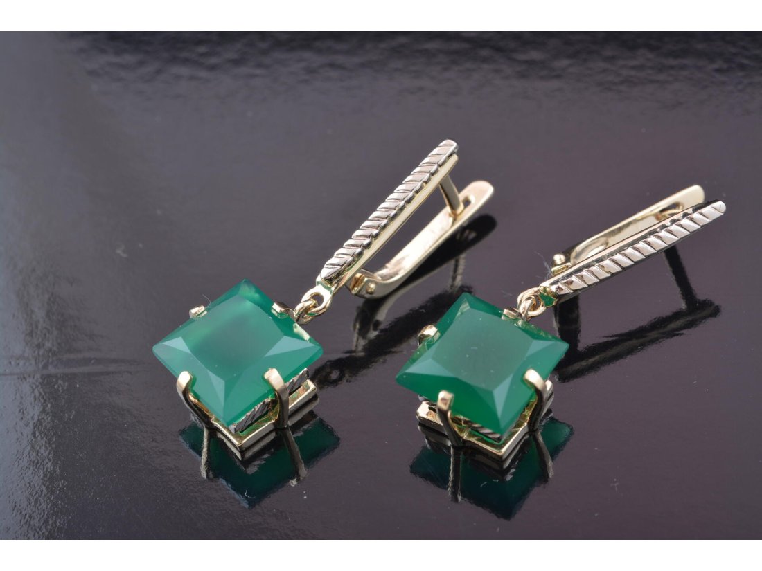 Сережки із зеленим агатом - Багира