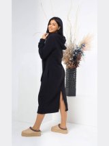 Сукня вільна тринитка з начосом і капюшоном INNOE 300035-1 Чорний