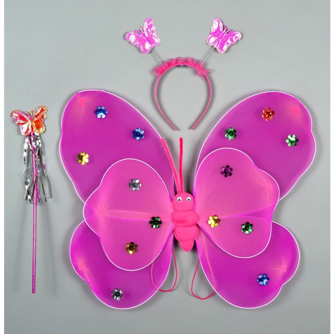 Набір карнавальний крила метелика подвійний малиновий