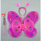 Набір карнавальний крила метелика подвійний малиновий