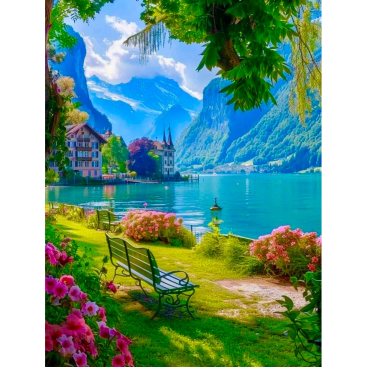 Алмазна мозаїка гори та озеро 40*50 см - Купити