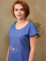 Лляна пряма сукня синього 270349-6