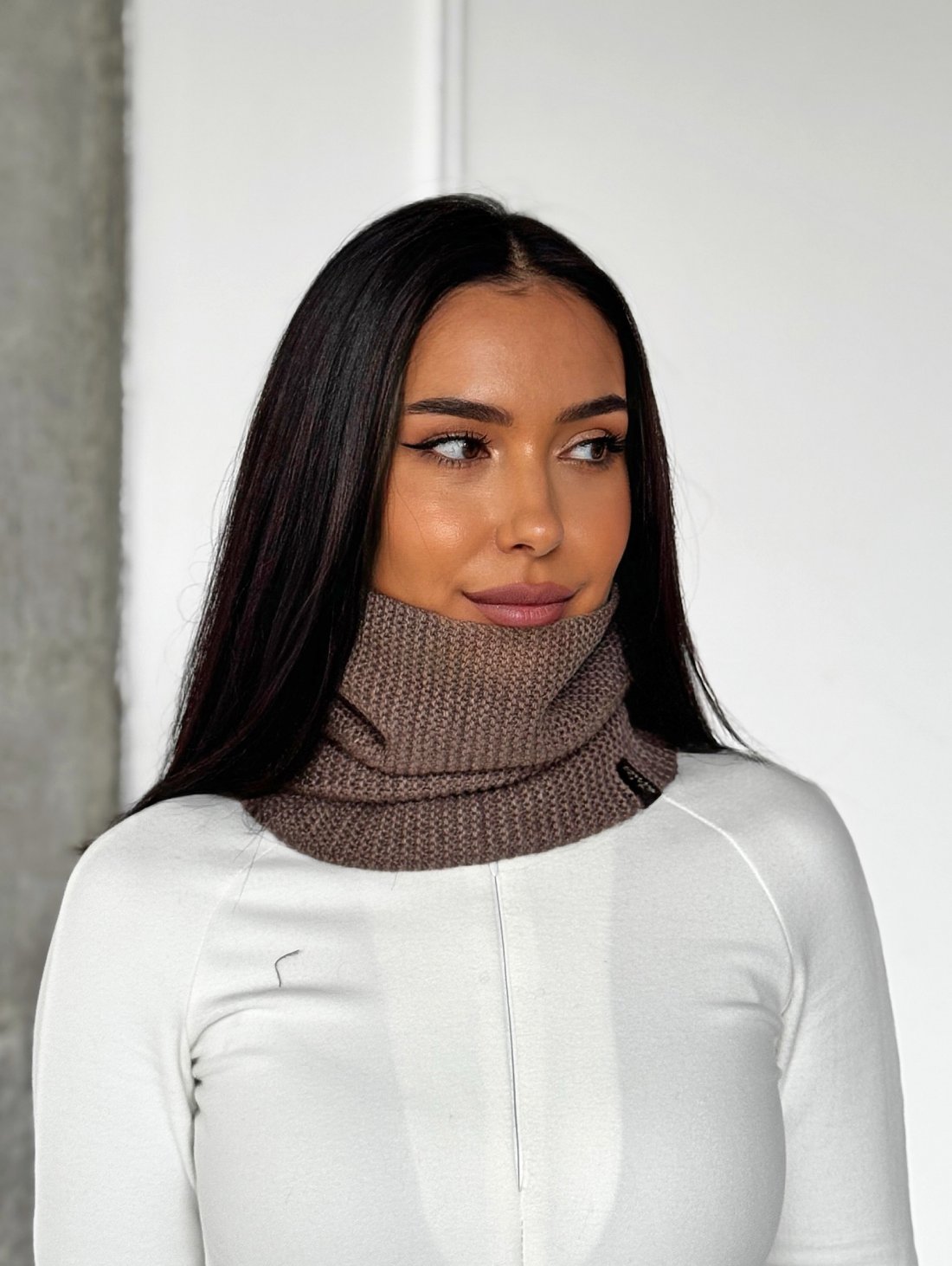 Жіночий зимовий бафф “Classic Knit” INNOE 950642-1 Капучино - Innoe