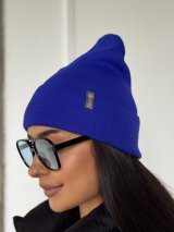 Яскрава модна шапка в'язана універсальна INNOE 950118-1 Лазур