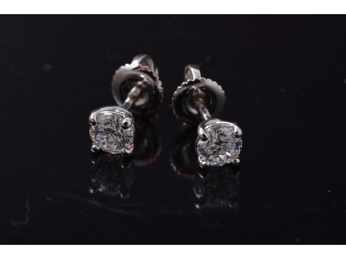 Сережки на закрутках із діамантами - Фото1 Сережки на закрутках із діамантами