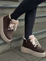 Жіночі замшеві черевики з хутром на платформі INNOE 777562-1 Коричневий