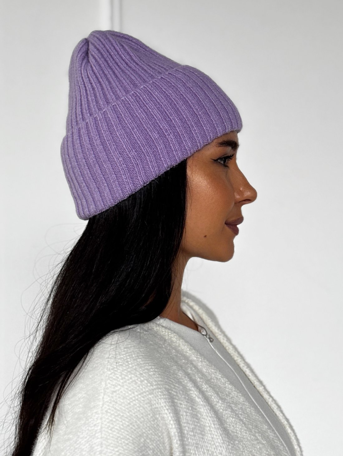 Стильна жіноча шапка рельєфної в'язки INNOE 950868-1 Лавандовий
