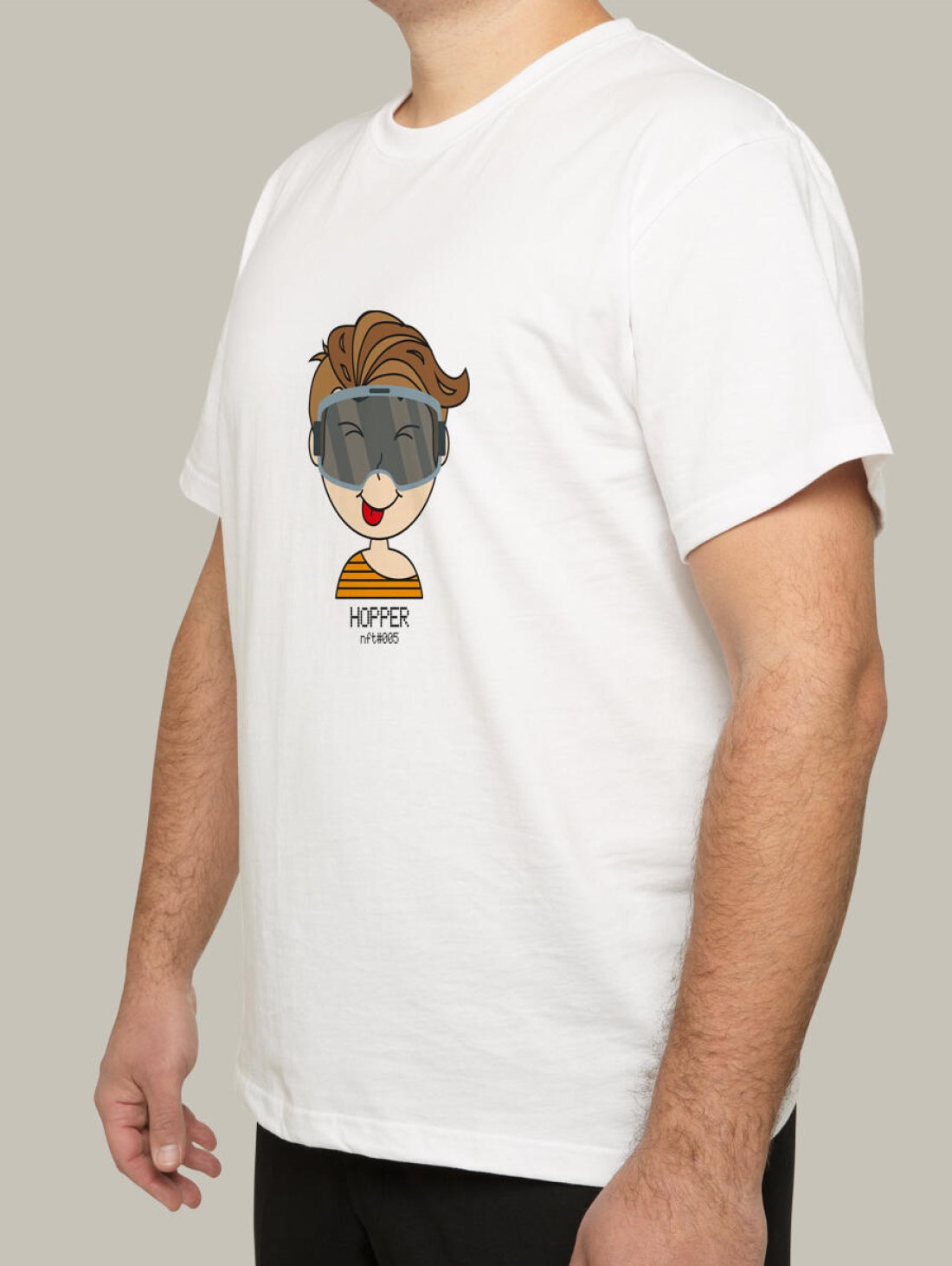 Чоловіча футболка, біла з принтом аватара Hopper 005 - Футболки з принтами - Hopper