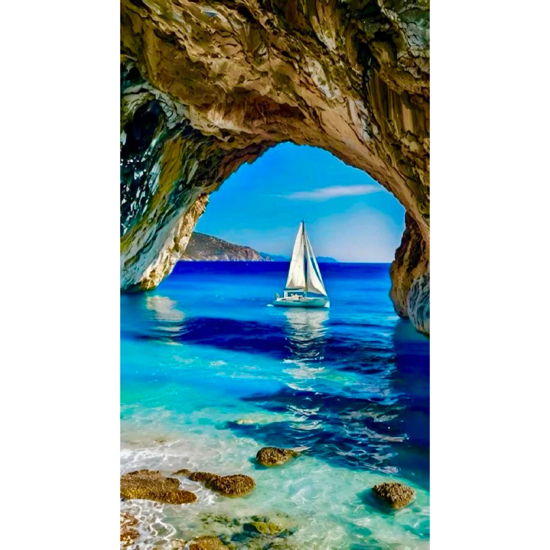 Алмазна мозаїка човен на морі 40*50 см