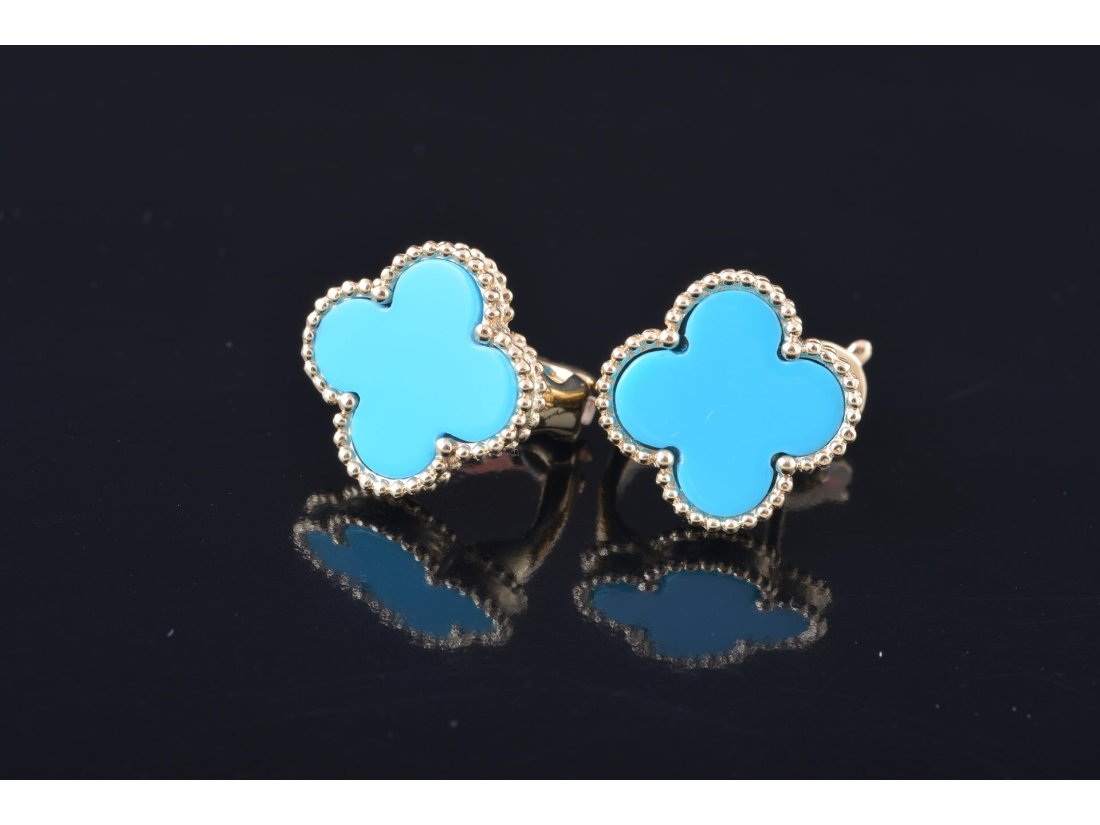 Сережки у стилі Van Cleef, бірюза - Купити