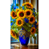 Алмазна мозаїка соняшники у синій вазі 40*50 см
