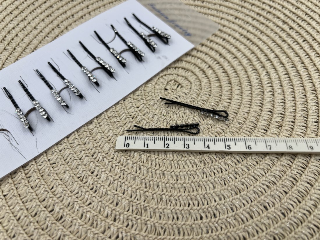 Невидимки для волосся. 4 см чорні. - Кристалік