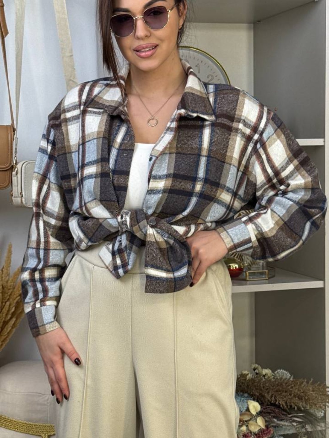 Cтильна базова жіноча сорочка оверсайз INNOE 300066-1 Синій