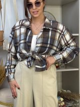 Cтильна базова жіноча сорочка оверсайз INNOE 300066-1 Синій