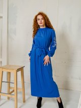 Сукня з вишивкою на рукавах блакитного кольору 270382-2