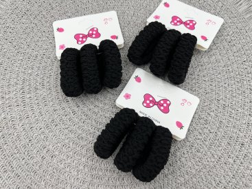 Резинки для волосся чорна мохрова. 36шт - Купити