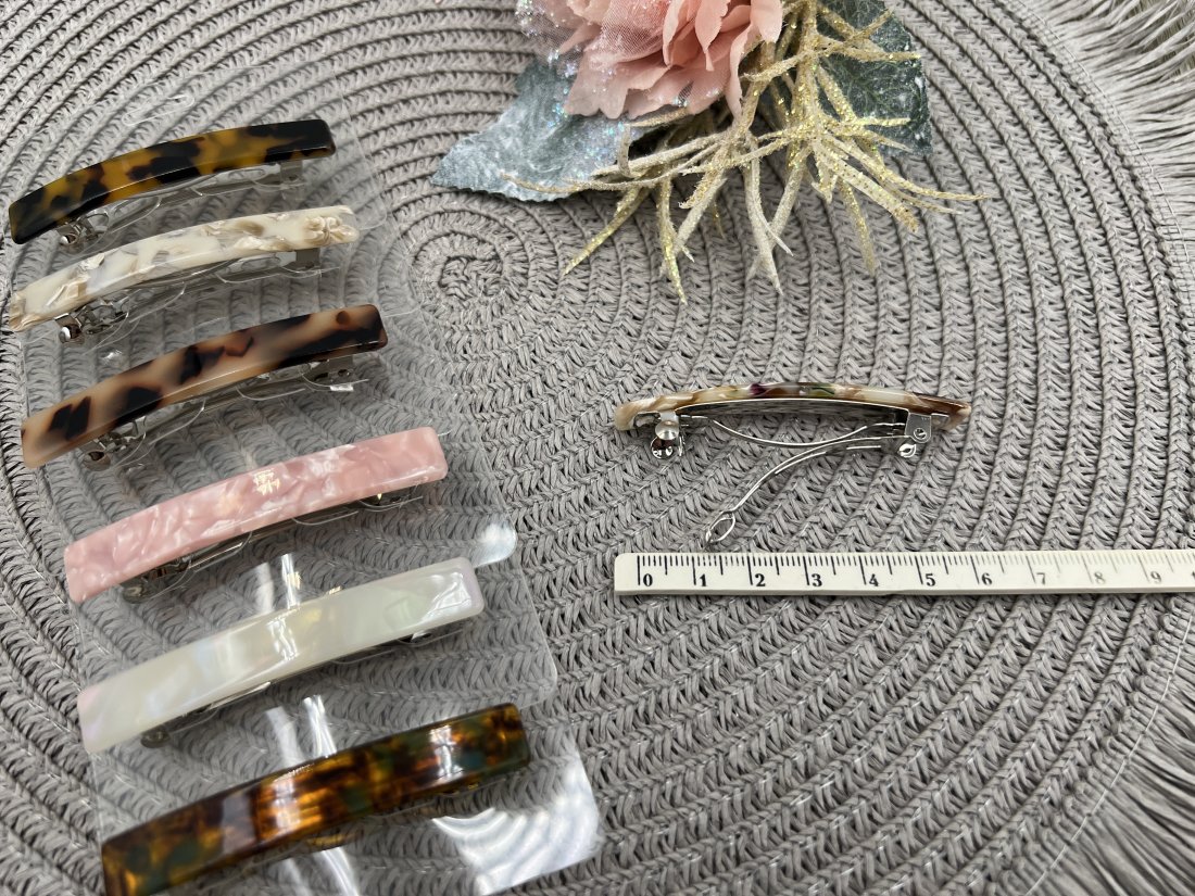 Заколка автоматична. Французький пластик. 6.5см. - Кристалік