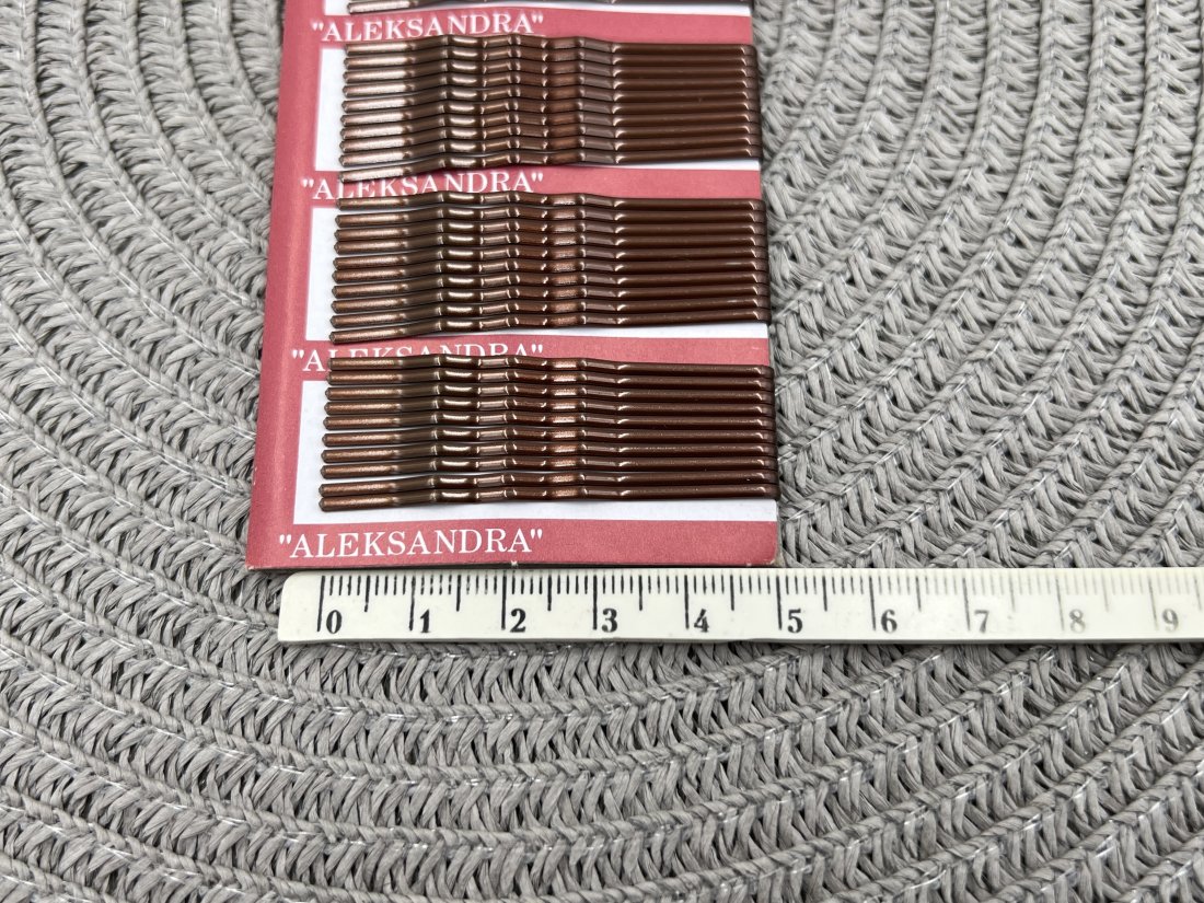 Невидимки для волосся. ALEKSANDRA 5.7 см. Коричнева - Кристалік