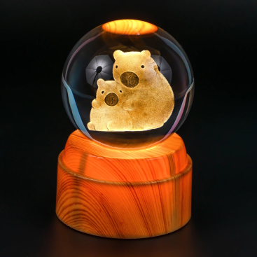 Нічник скляна куля Капібари 8 см - Купити