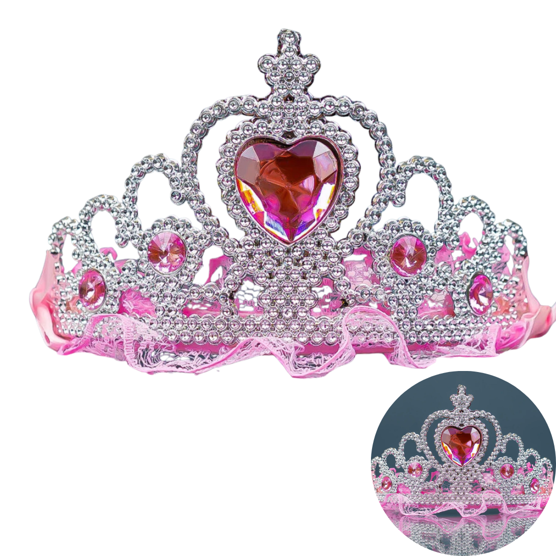 Святкова корона Серце рожеве 7,5 см