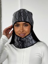 Жіночий комплект шапка і баф із об'ємною в'язкою INNOE 950076-1 Світло-сірий - Купити