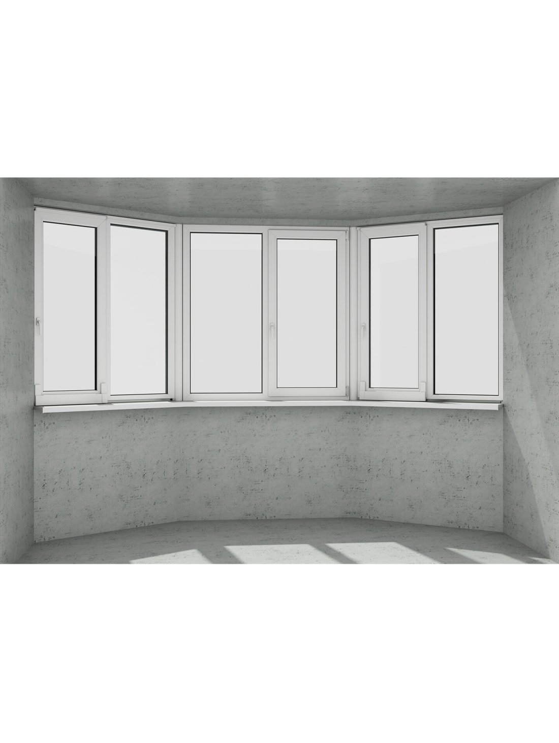 Еркер у вигляді трапеції: 3 безпечних білих вікна 1 класичне та 2 розсувних (відкриваються 3 половинки)
