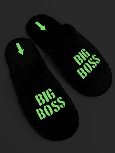 Чоловічі домашні капці Класичні що світяться у темряві Big Boss закриті Чорні - Купити