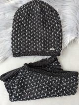 В’язаний комплект для жінок із шапкою та снудом INNOE 950065-1 Чорний