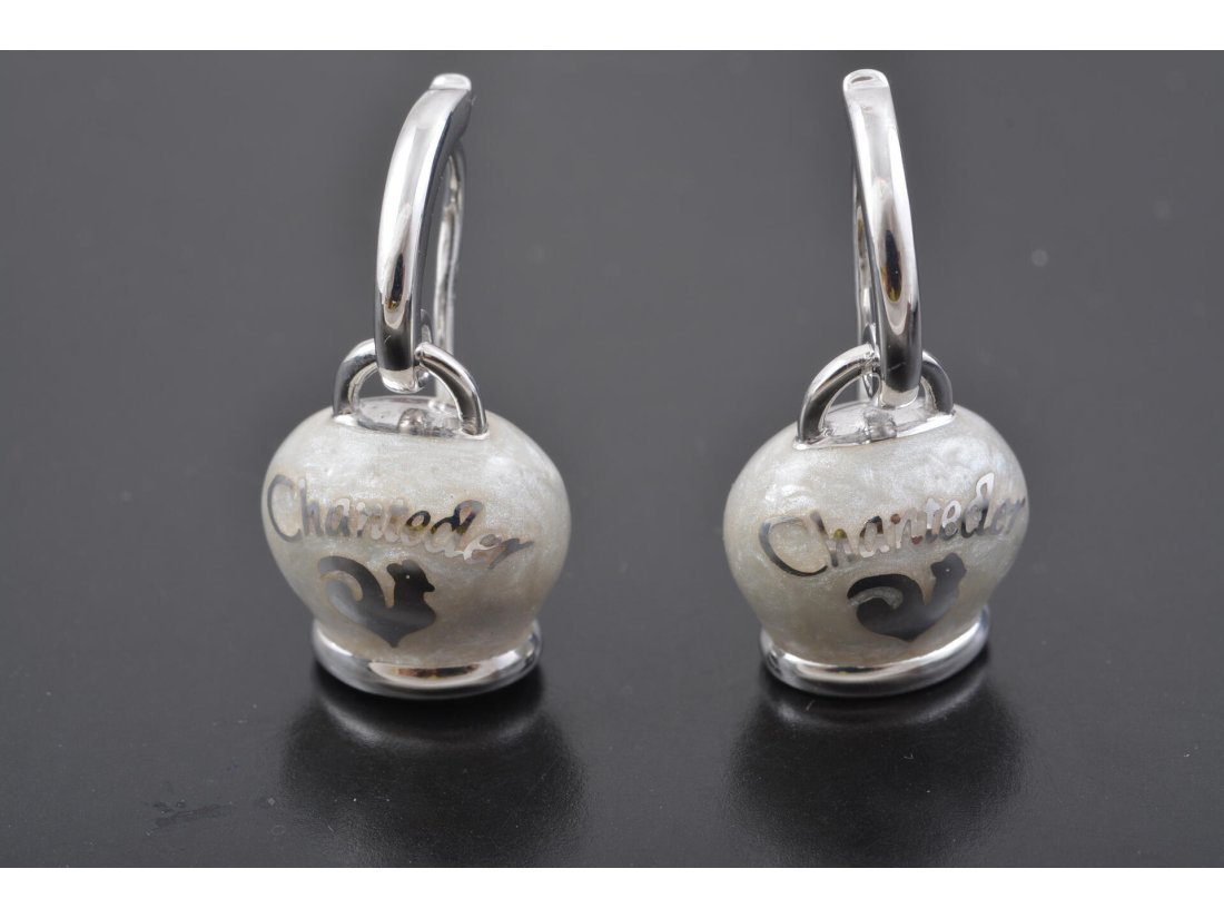 Сережки з емаллю в стилі Chantecler, срібло