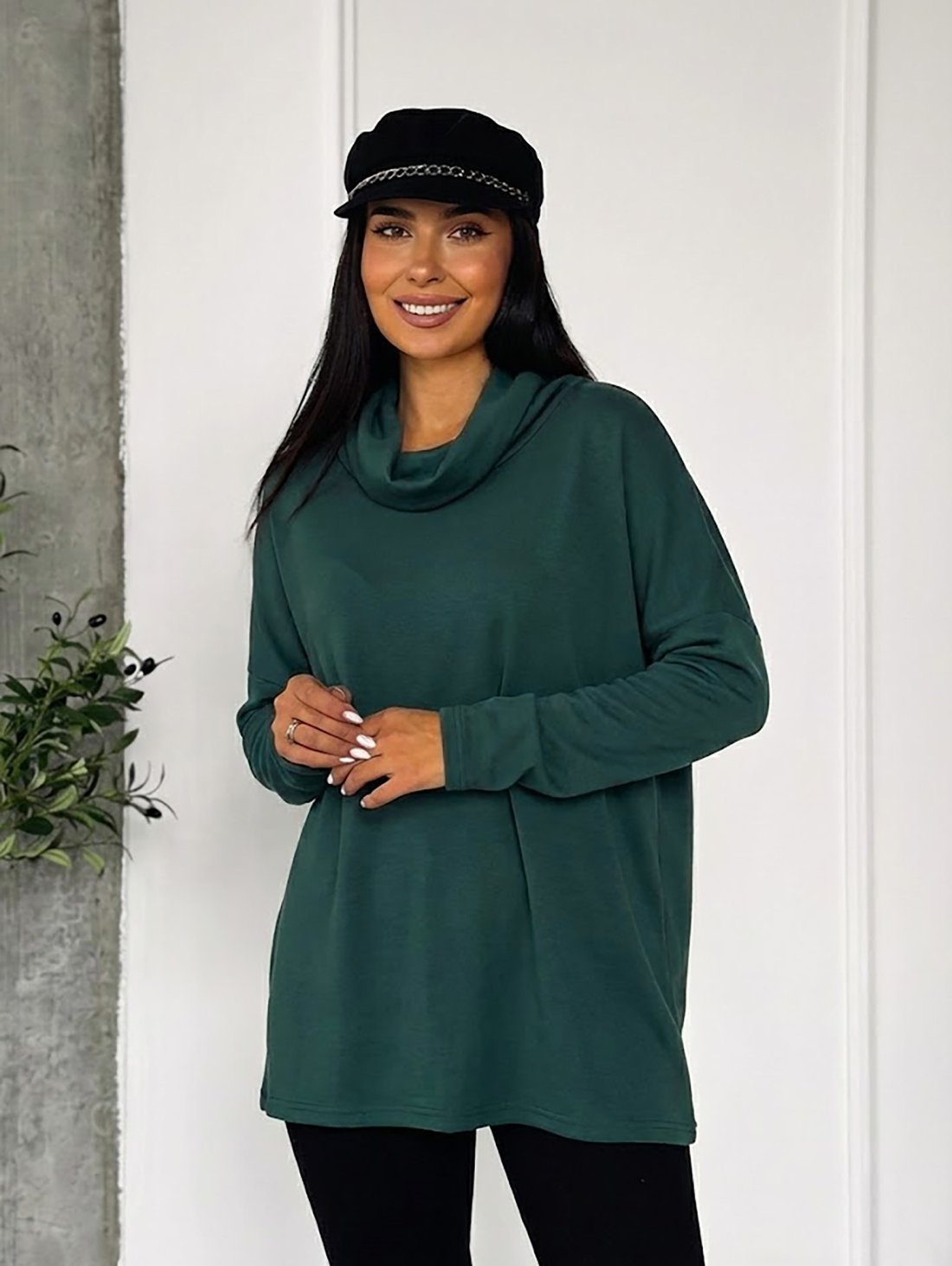 Туніка вільного силуету INNOE 230222-4 Темно-зелений - Innoe