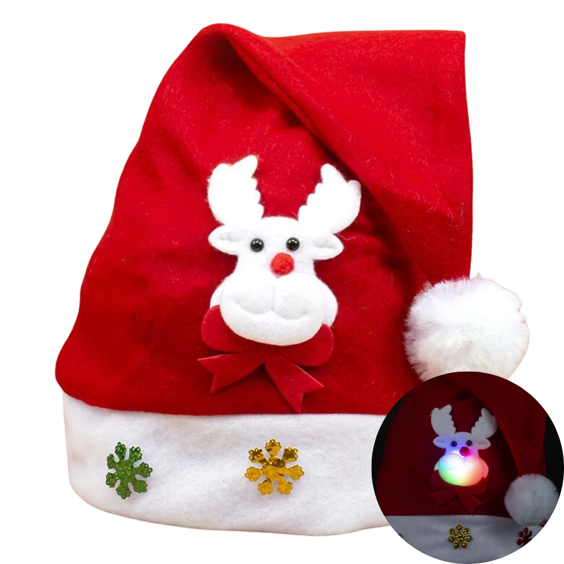 Сяюча новорічна шапка Олень 37 см