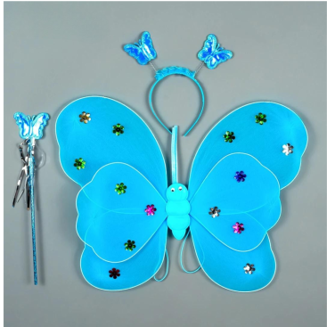 Набір карнавальний крила метелика подвійний блакитний - Купити