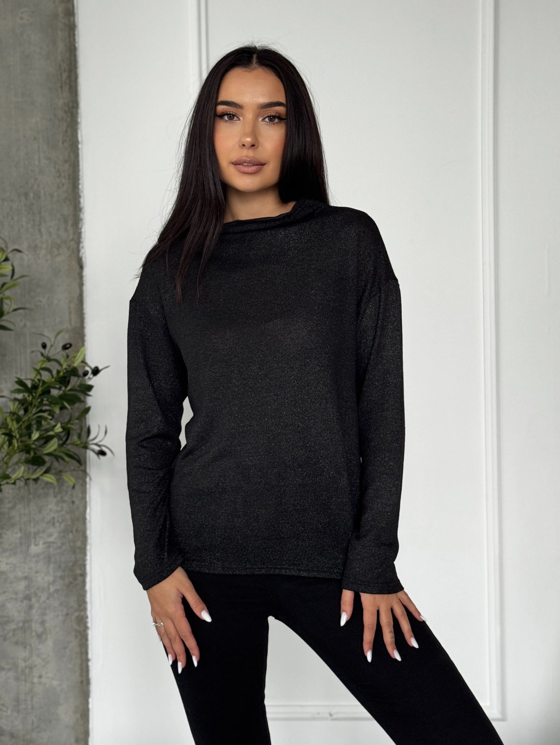 Гольф з люрексовим напиленням INNOE 230208-23 Чорний