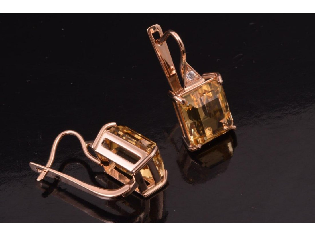 Сережки жіночі із цитринами - Фото3 Сережки жіночі із цитринами - Купити