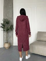 Плаття-худі міді з турецької тринитки з люрексом і начосом INNOE 270587-1 Бордовий