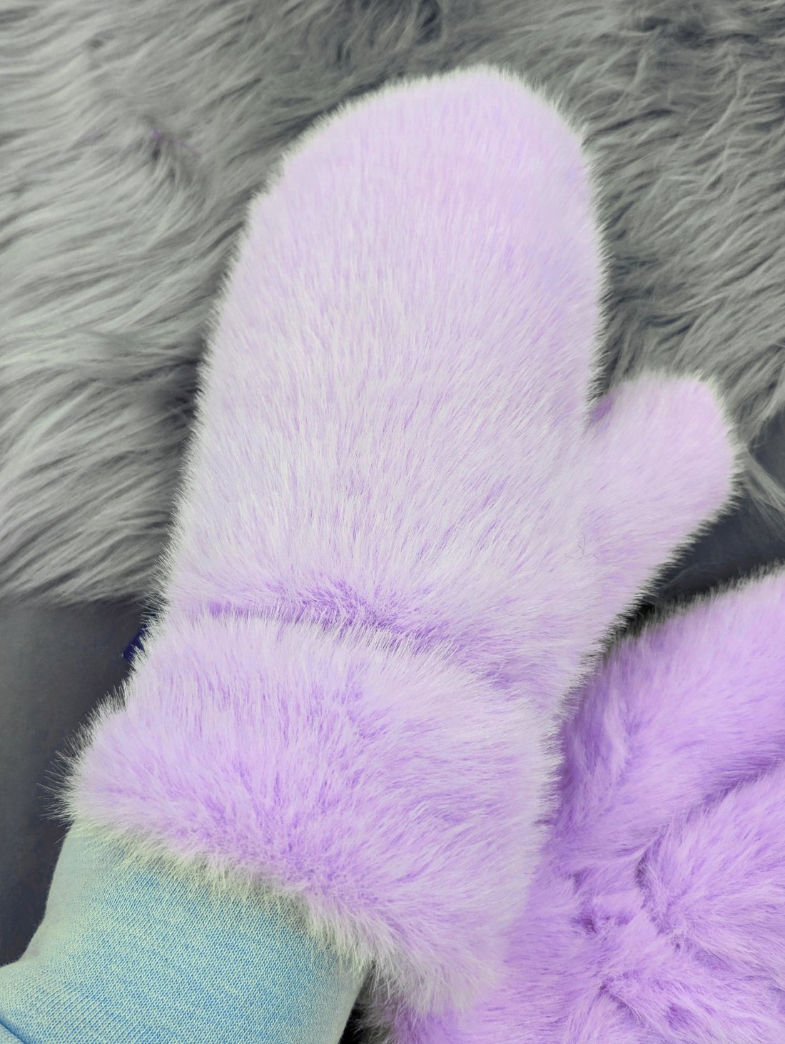 Стильні зимові хутряні рукавиці для морозної погоди INNOE 85005-2 Лавандовий