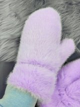 Стильні зимові хутряні рукавиці для морозної погоди INNOE 85005-2 Лавандовий