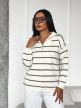 Комфортний светр з коміром-стійкою INNOE 300064-1 Бежевий