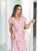 Сукня з софту з поясом INNOE 270518-7 Світло-рожевий - Innoe