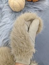 Зимові хутряні рукавички у стилі люкс INNOE 85005-1 Бежевий - Купити