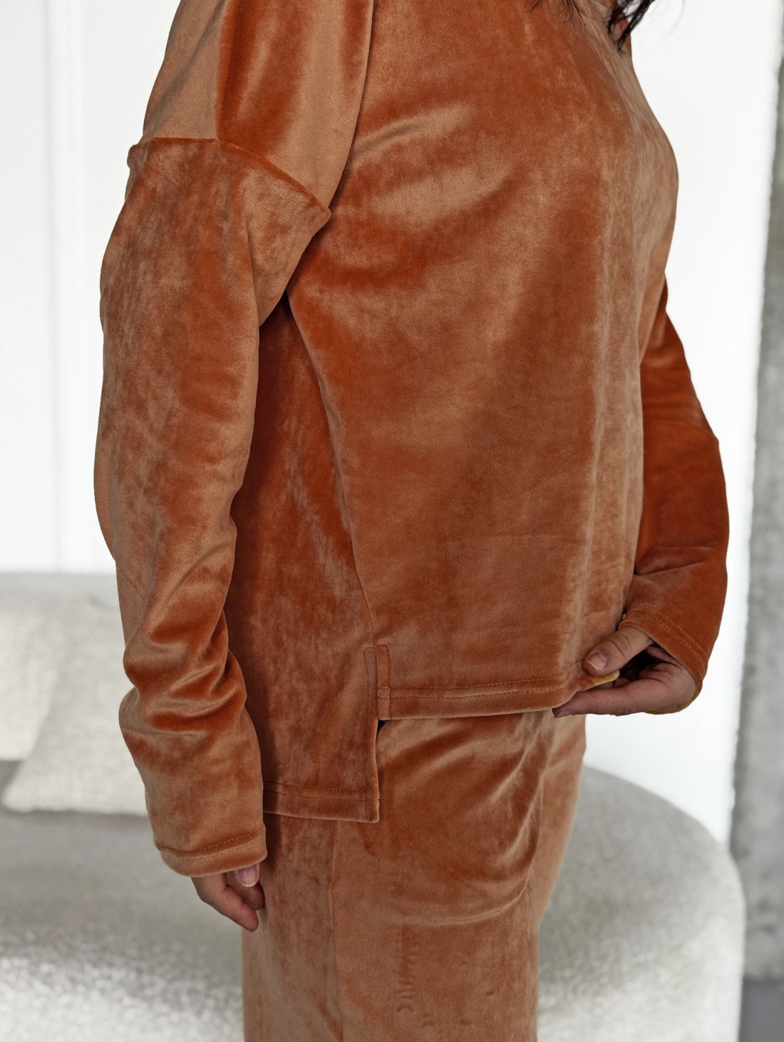 Стильний жіночий велюровий костюм INNOE 210366-2 Теракотовий