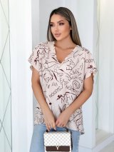 Туніка оверсайз з написами 550031-3 Бежевий