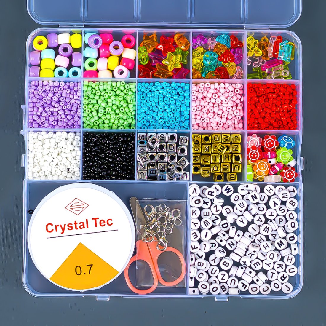 Набір бісеру та намистин для плетіння браслетів Веселка 17 см