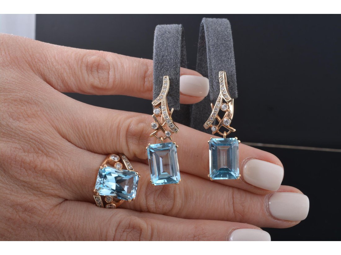 Гарнітур із топазами октагон