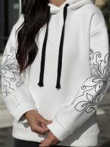 Тепле жіноче худі оверсайз з стильною вишивкою 230227-4 - Купити