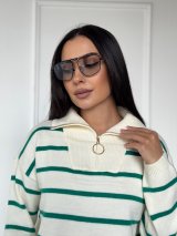 Стильний трикотажний светр у смужку INNOE 300064-1 Зелений