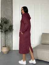Плаття-худі міді з турецької тринитки з люрексом і начосом INNOE 270587-1 Бордовий - Купити